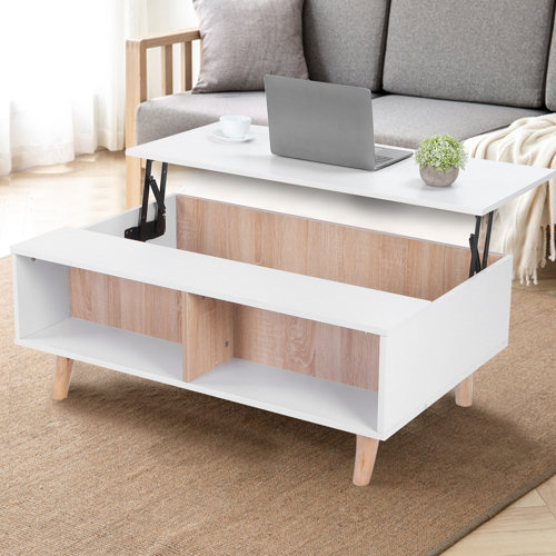 Ivy Bronx Height Adjustable Lift Desktop Coffee Table End Table For